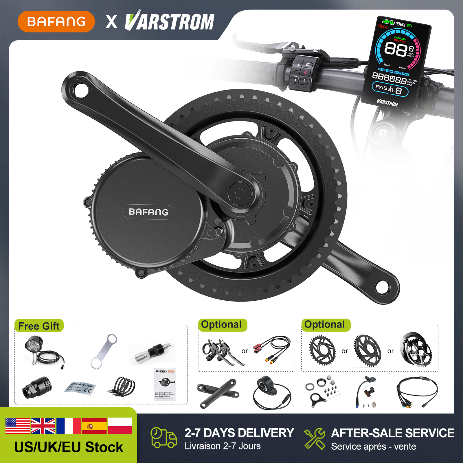 Side Hung Mid Drive Motor Kit - [US Stock] BAFANG 48V 500W 750W